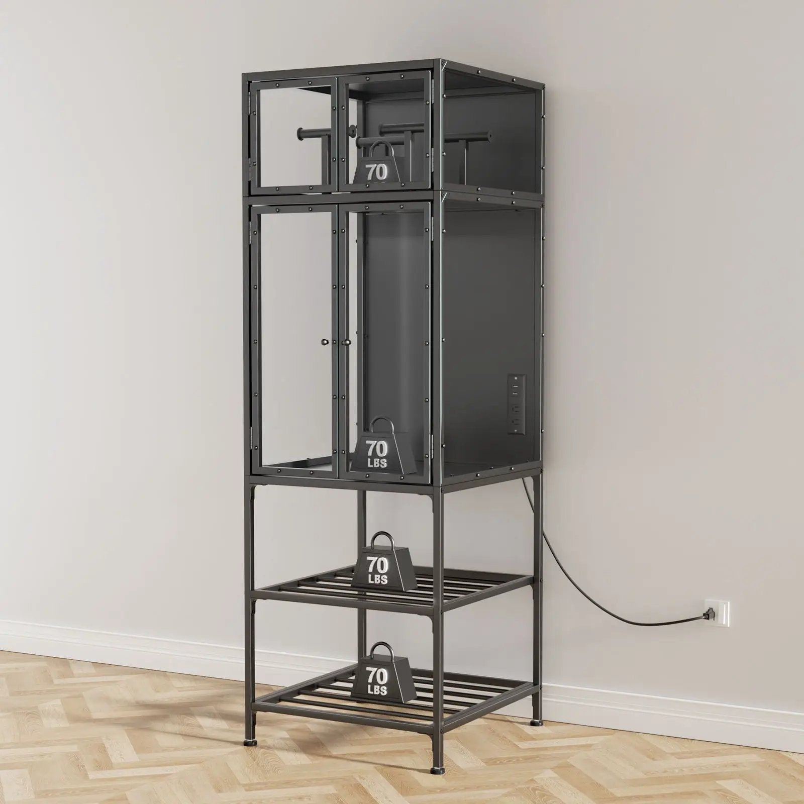 3D Printer Cabinet With Double Layer Filament Storage, T-Shaped Filament Bar, Noise Reducing And Dust Proof Design - Black by HouseOfZazla