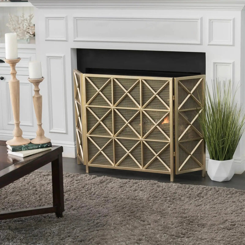 Margaret - 3 Panel Fireplace Screen Iron by HouseOfZazla