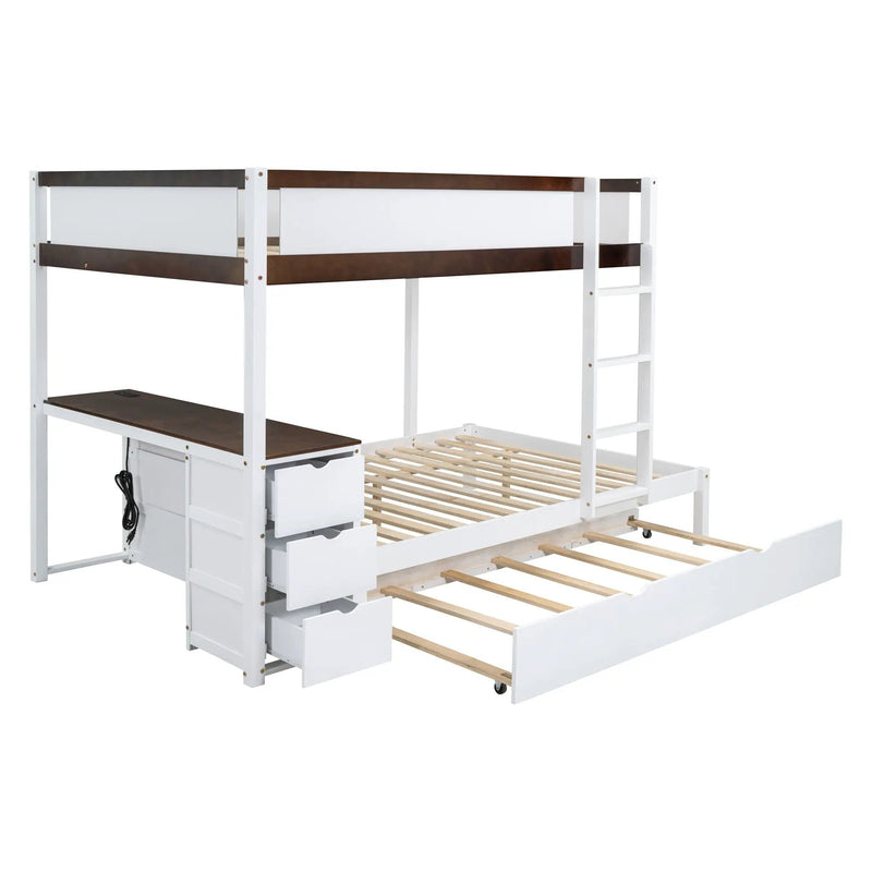 Bunk Bed With Twin Size Trundle, Storage And Desk by Unique Piece Furniture