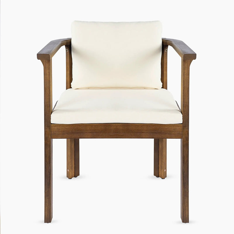 Outdoor Dining Chair Set of 2 with Curved Acacia Wood Arms by HouseOfZazla