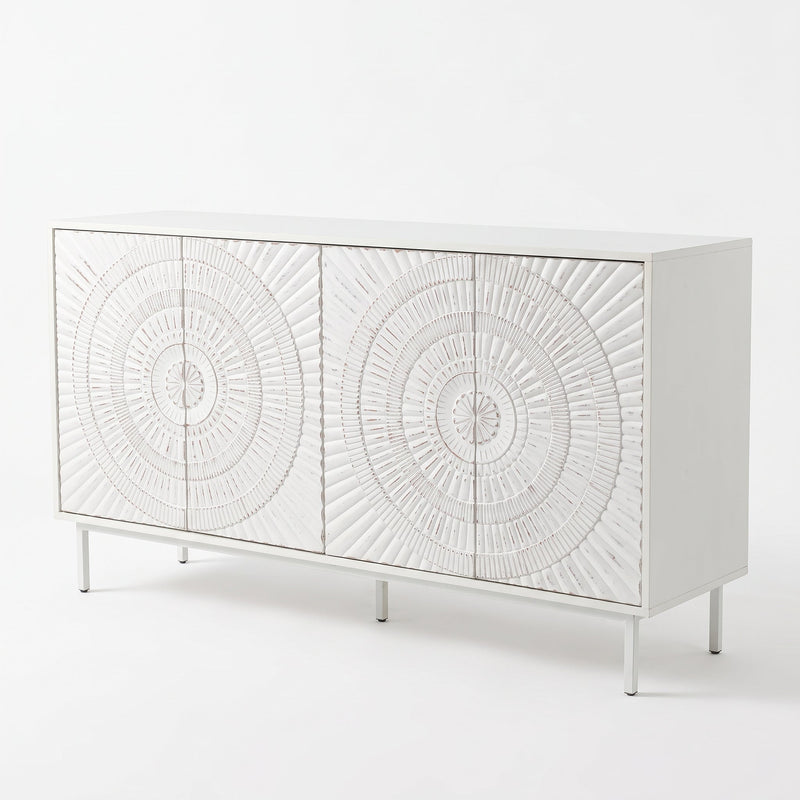 Shabby Chic Wood Sideboard Buffet with Storage Hutch - White, photo 8 of 10