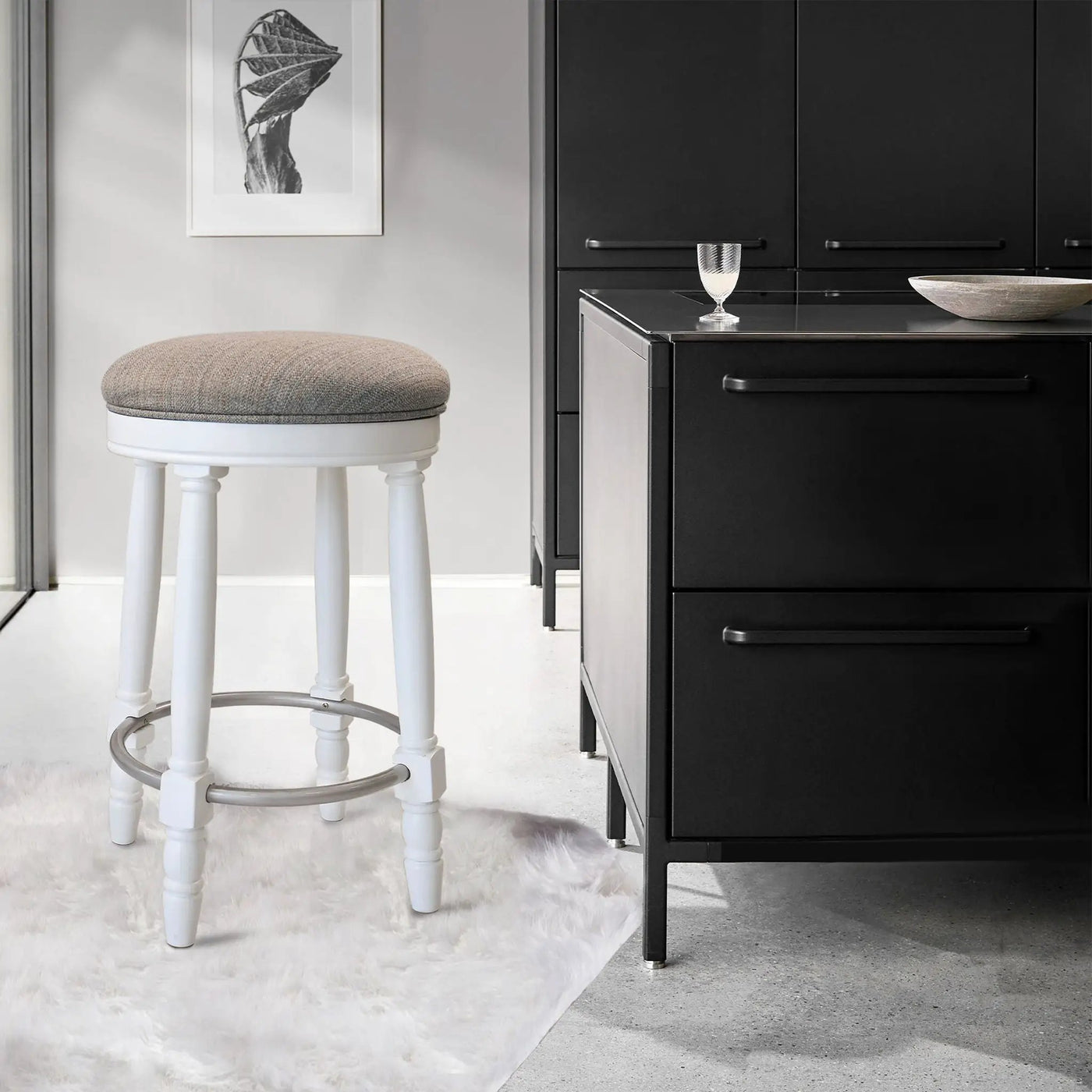 360° Swivel Wooden Barstools With Upholstered Seat, Counter Height (Set of 2) by HouseOfZazla