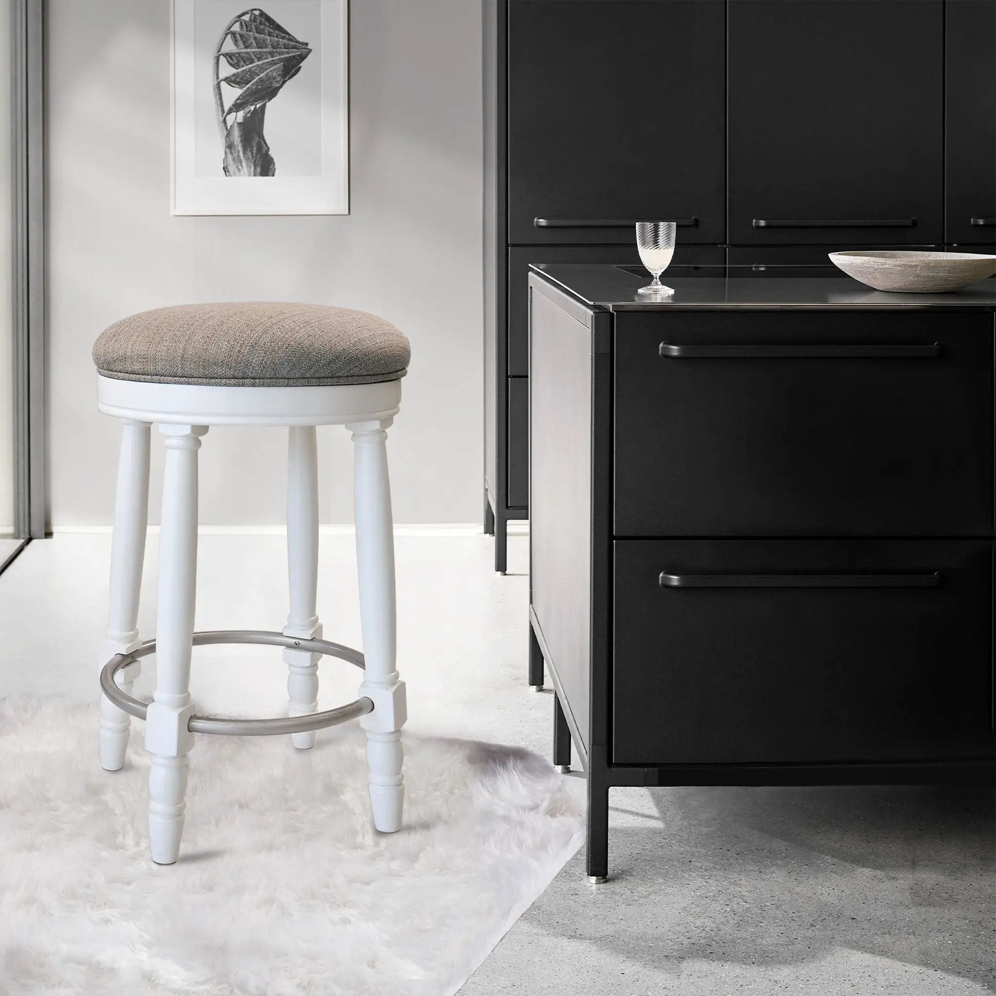 360° Swivel Wooden Barstools With Upholstered Seat, Counter Height (Set of 2) by HouseOfZazla