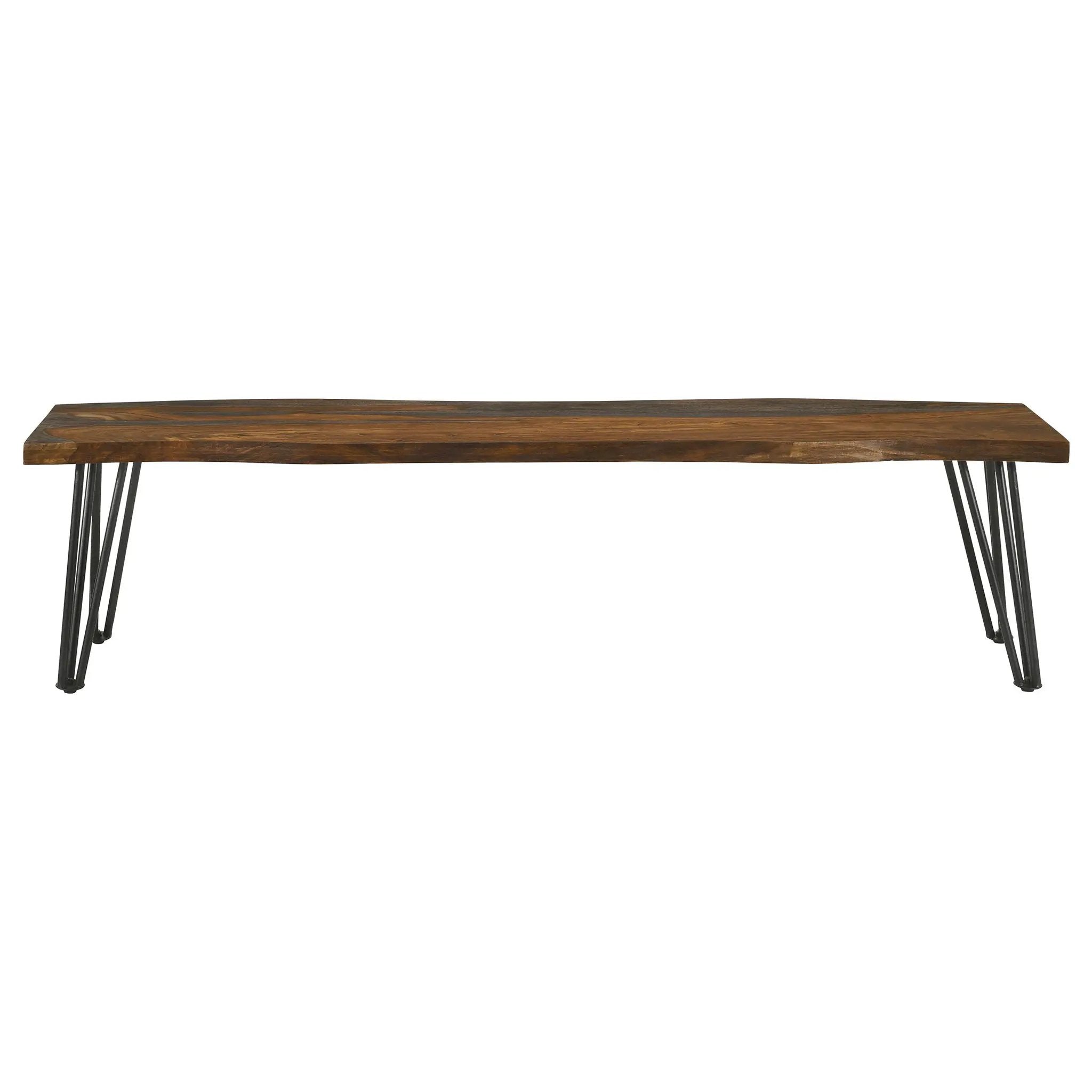 Neve Live Edge Wood Dining Bench Hairpin Legs Grey Sheesham by Unique Piece Furniture