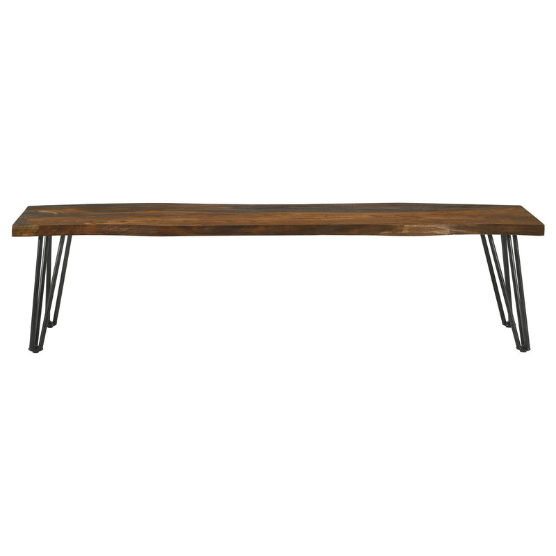 Neve Live Edge Wood Dining Bench Hairpin Legs Grey Sheesham by Unique Piece Furniture