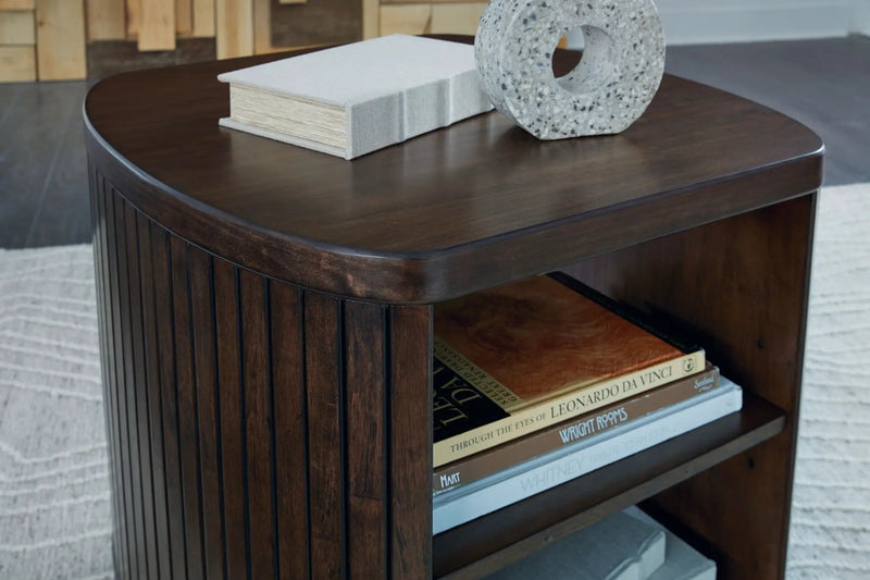 Korestone - Square End Table - Dark Brown by Unique Piece Furniture