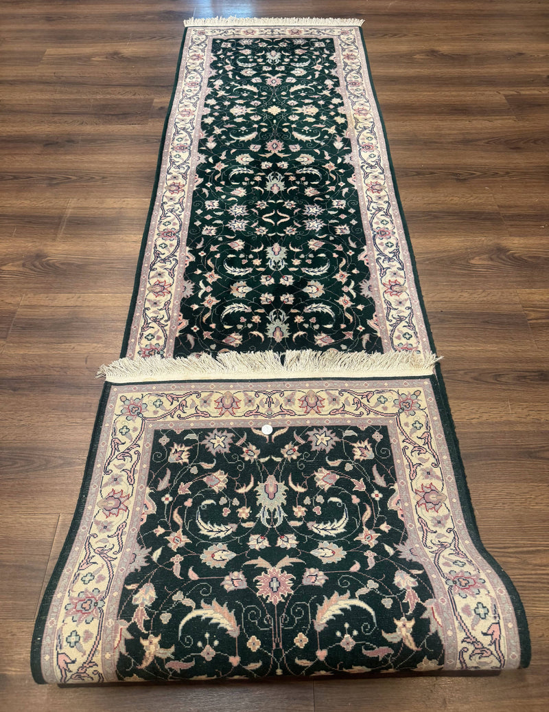 Pak Persian Runner Rug 2.6 x 10, Dark Green and Beige, Floral Allover by Jewel Rugs