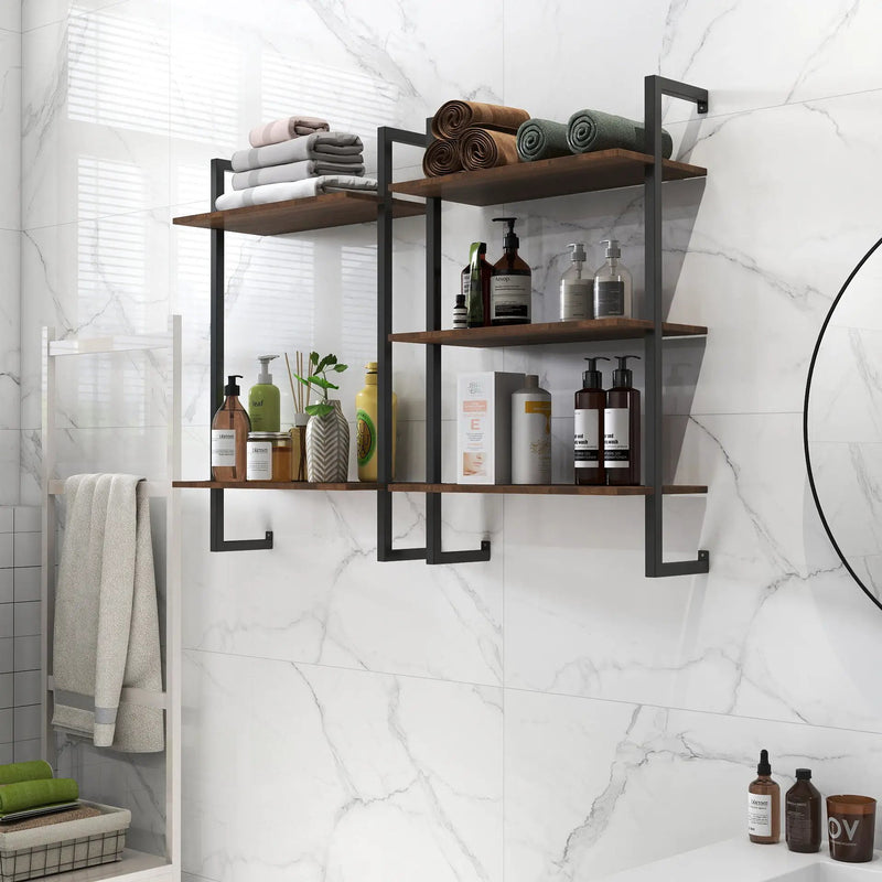 3 Tier and 2 Tier Bathroom Shelves Metal, Wood Hanging Storage Bookshelf by HouseOfZazla