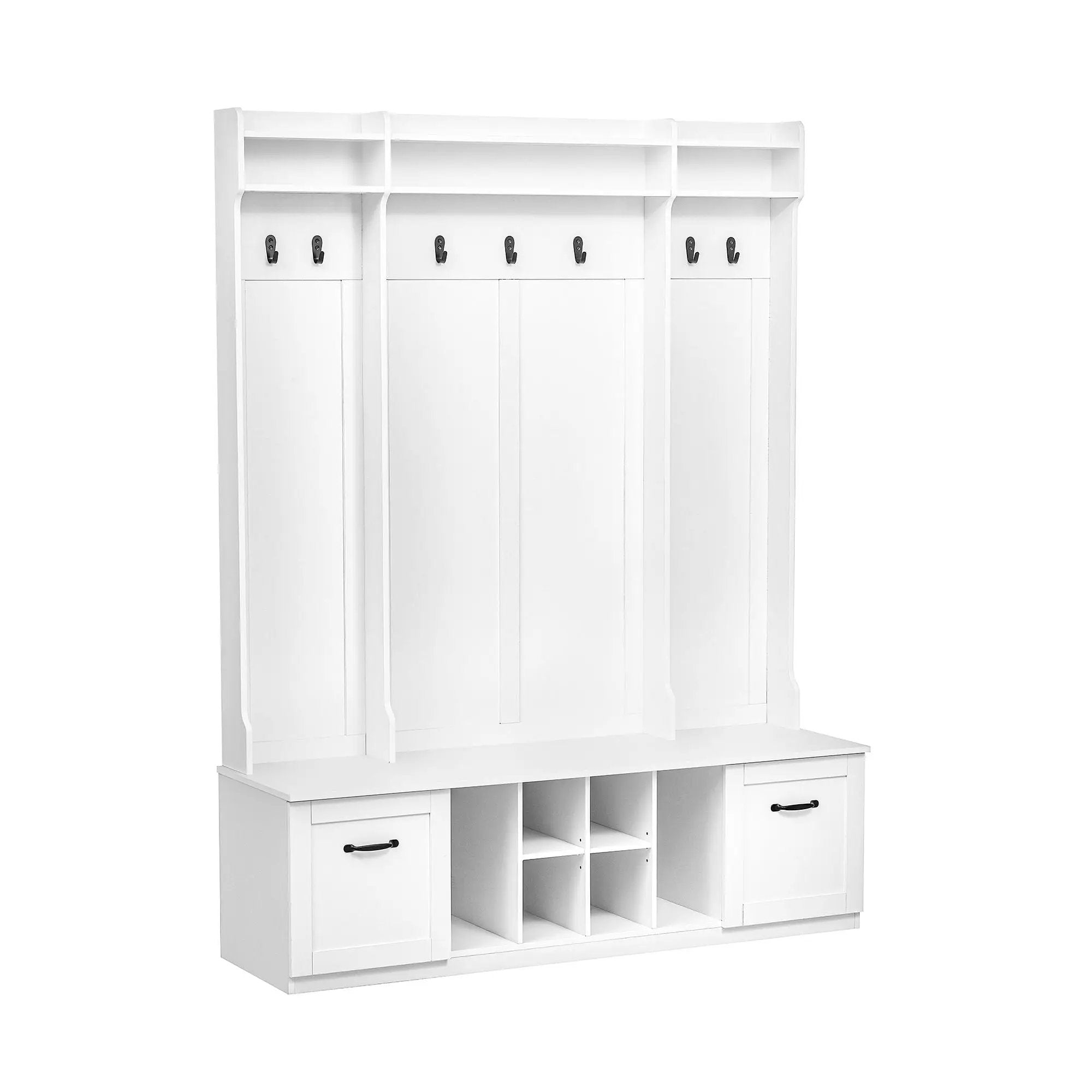 5 In 1 Entryway Bench With Coat Rack, 7 Sturdy Hooks, 2 Spacious Drawers And Adjustable Shelves by HouseOfZazla
