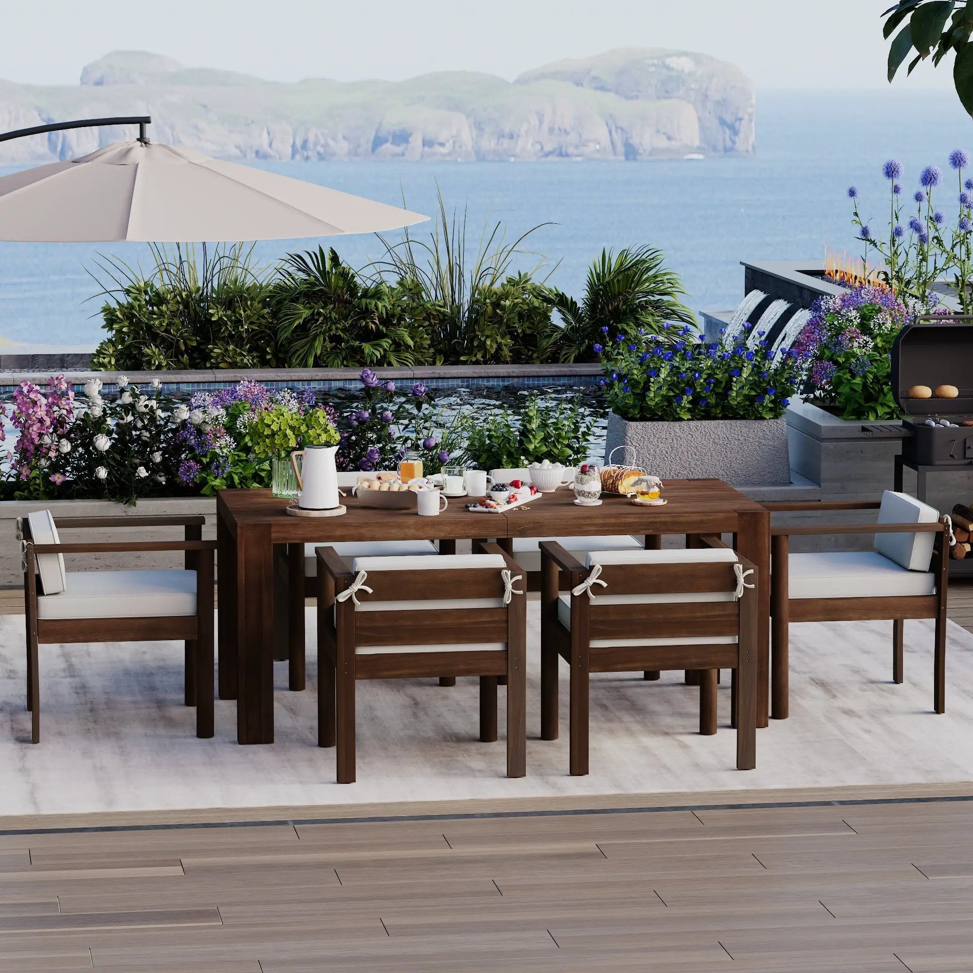 TREXM 7-Piece Patio Dining Table Set for 6 by HouseOfZazla