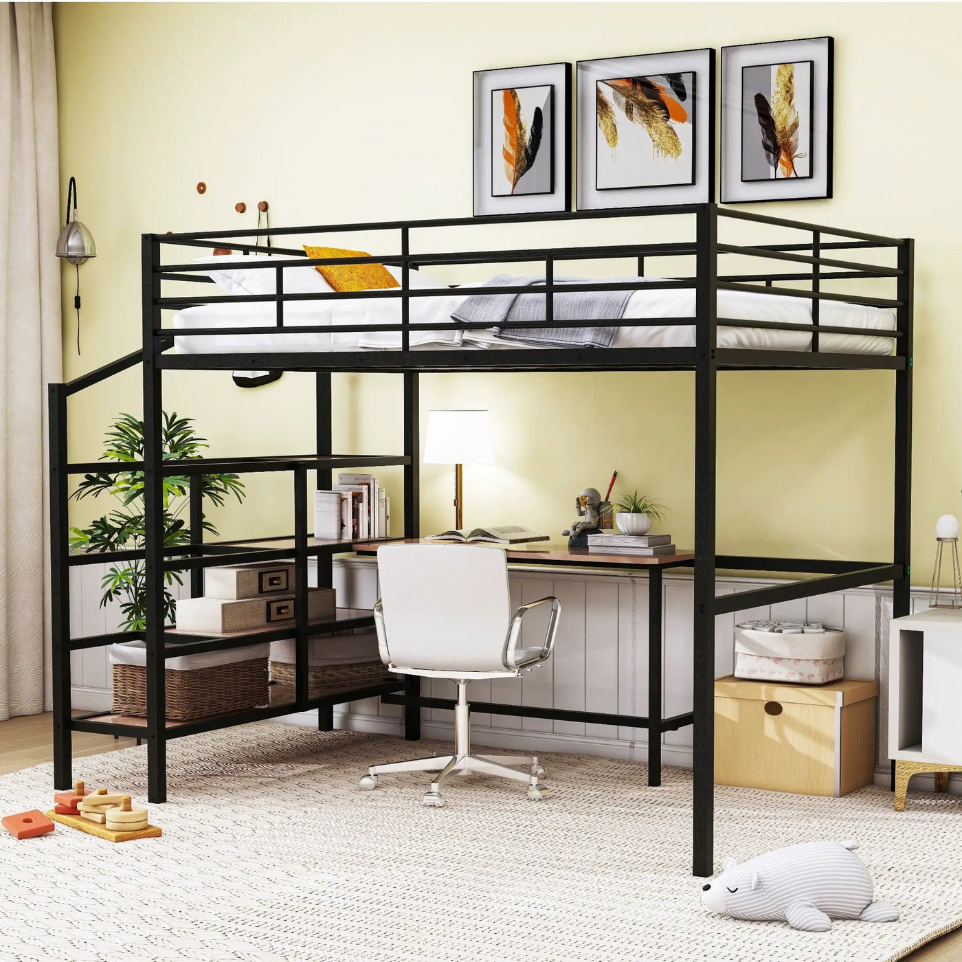Loft Bed With Desk And Lateral Storage Ladder by HouseOfZazla