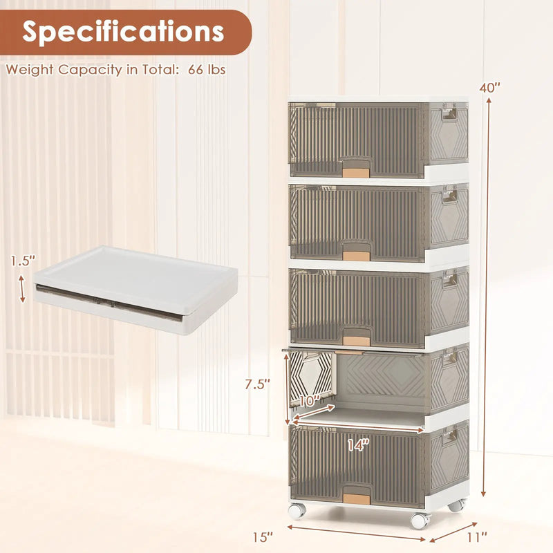 3/4/5/6-Cube Stackable Storage Bins with Detachable Wheels by DirectDeals