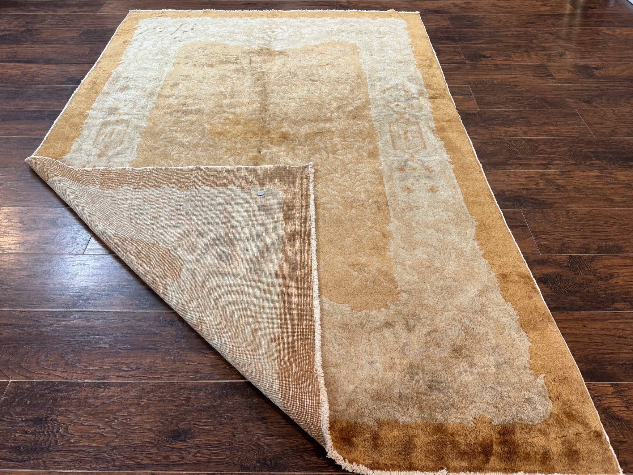 Chinese Peking Rug 5x7, Golden-Tan, Vintage Chinese Wool Carpet by Jewel Rugs