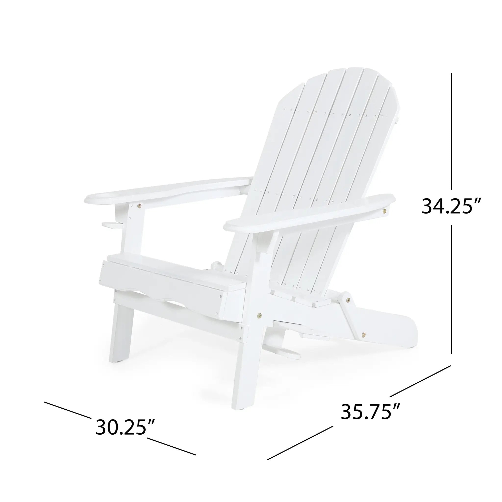 Zenithia Outdoor Foldable Adirondack Chair with 2 Cup Holders, White by HouseOfZazla