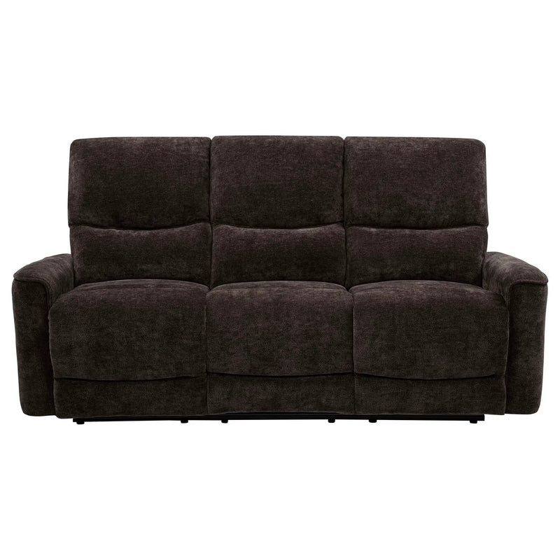Navarro Chenille Upholstered Reclining Sofa Dark Brown by Unique Piece Furniture