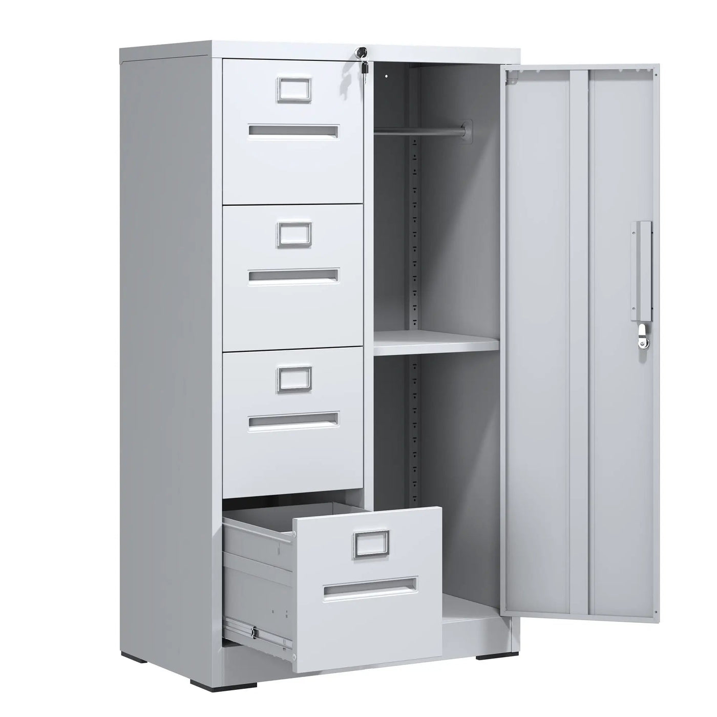 Metal Storage Vertical Filing Cabinet With Lock, 4 Drawers, 1 Door, Steel Construction, School / Office Use by HouseOfZazla