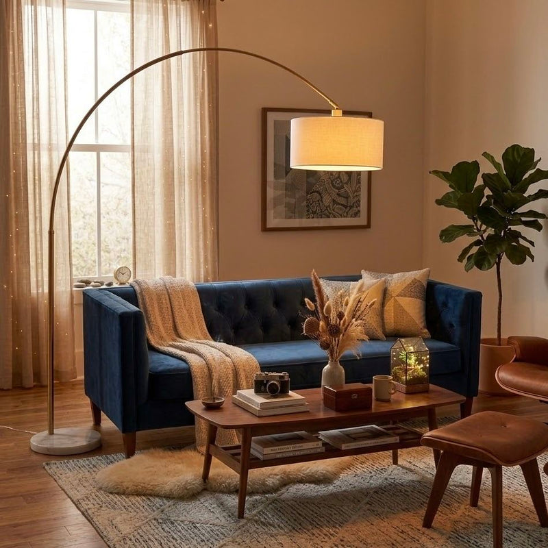 Ambient - Arch Floor Lamp With Large Shade - Gold / White by Unique Piece Furniture
