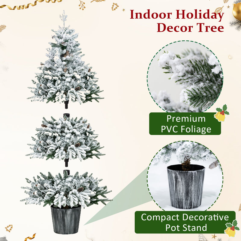 3-Piece Flocked Pre-Lit Christmas Tree Set with Warm White LED Lights - Flocked Finish, photo 4 of 10