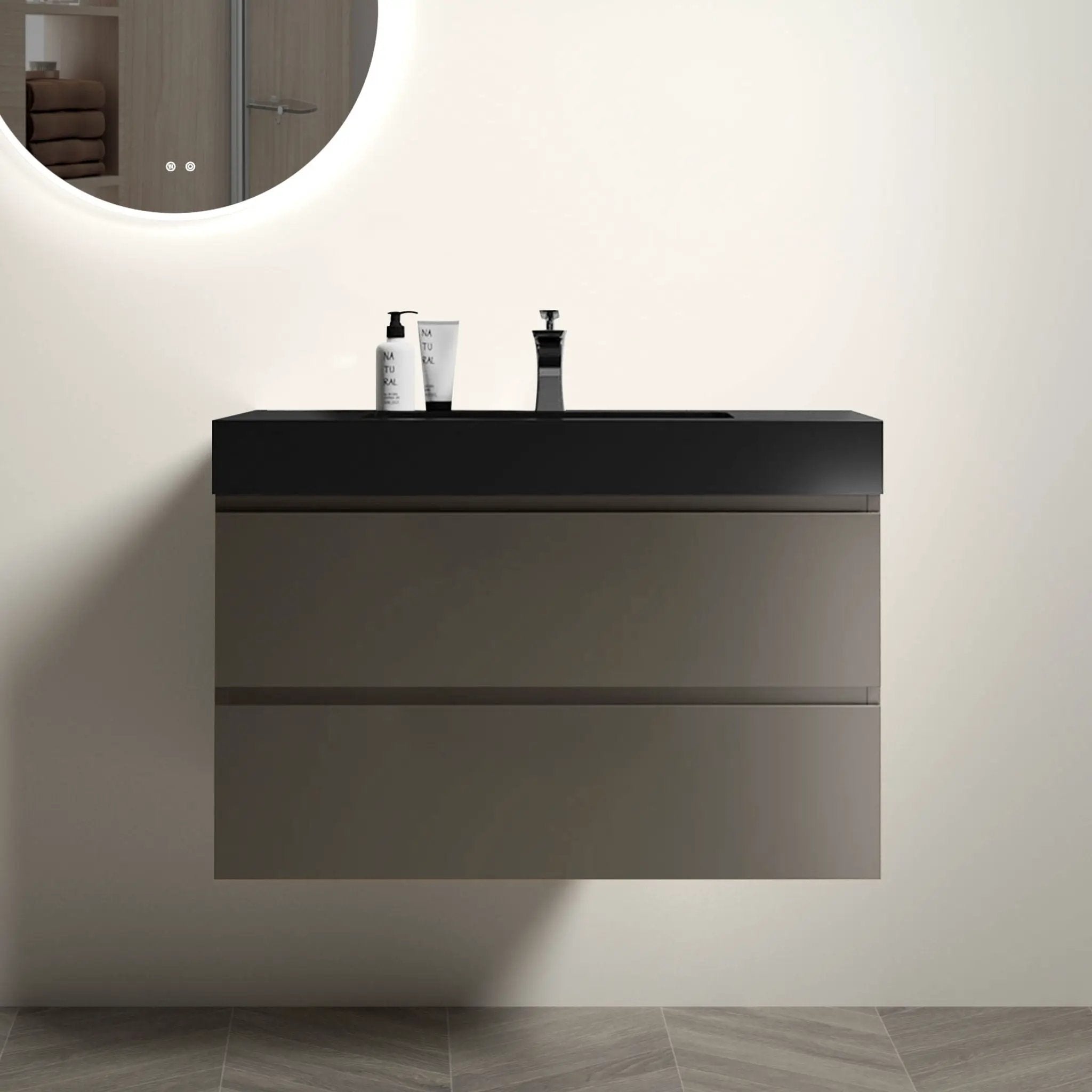 Alice - Bathroom Vanity With Sink, Large Storage Wall Mounted Floating Bathroom Vanity For Modern Bathroom, One-Piece Sink Basin Without Drain And Faucet by Unique Piece Furniture