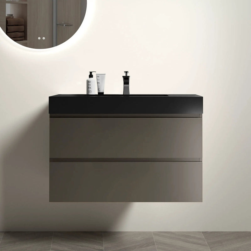 Alice - Bathroom Vanity With Sink, Large Storage Wall Mounted Floating Bathroom Vanity For Modern Bathroom, One-Piece Sink Basin Without Drain And Faucet by Unique Piece Furniture