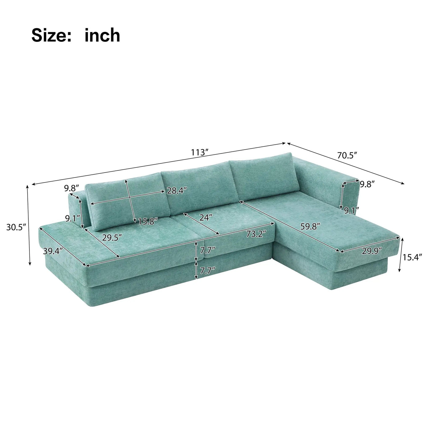 L-Shaped Modular Sofa With Double Layer Cushion by HouseOfZazla