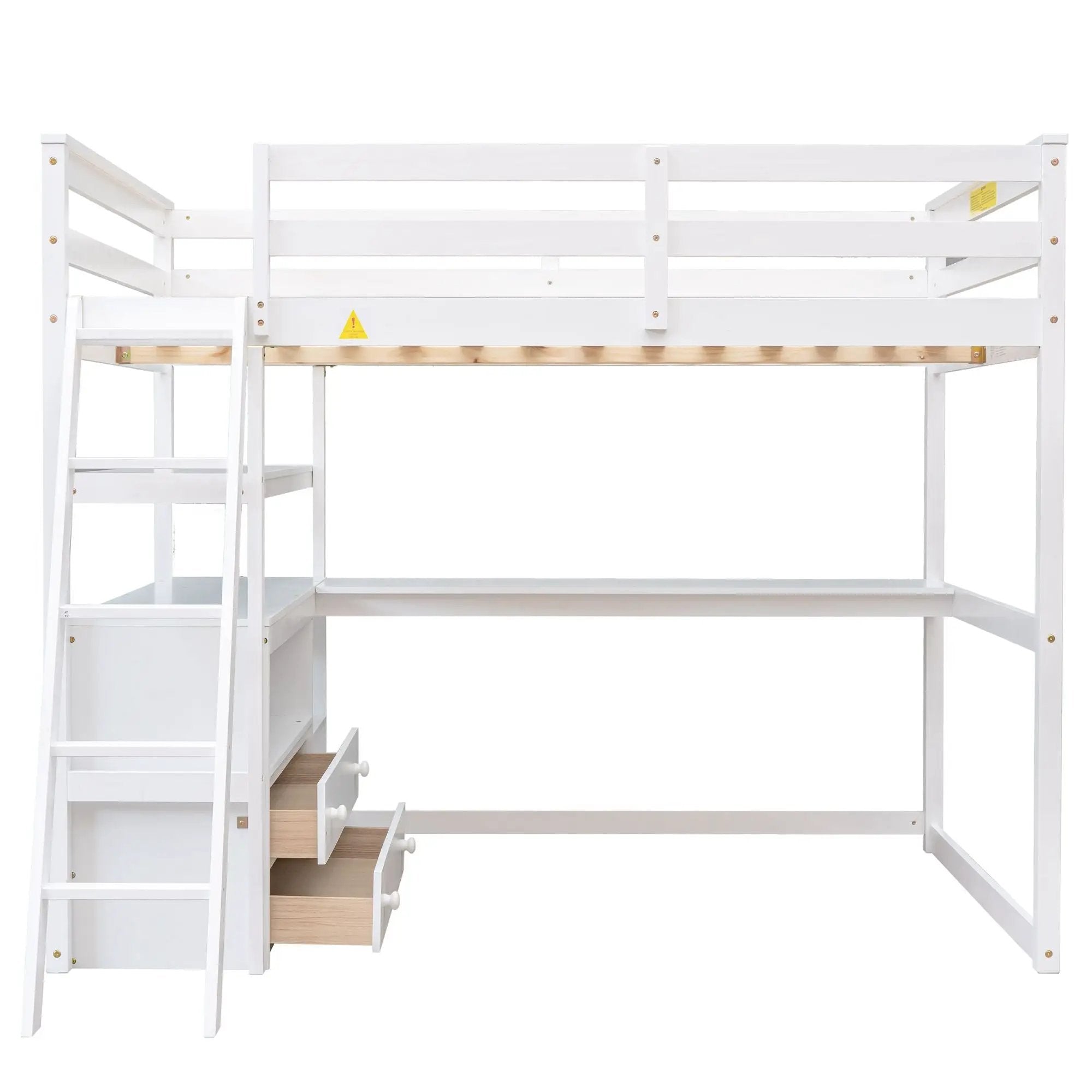 Modern Loft Bed With Built In Desk, Shelves, And 2 Drawers by HouseOfZazla