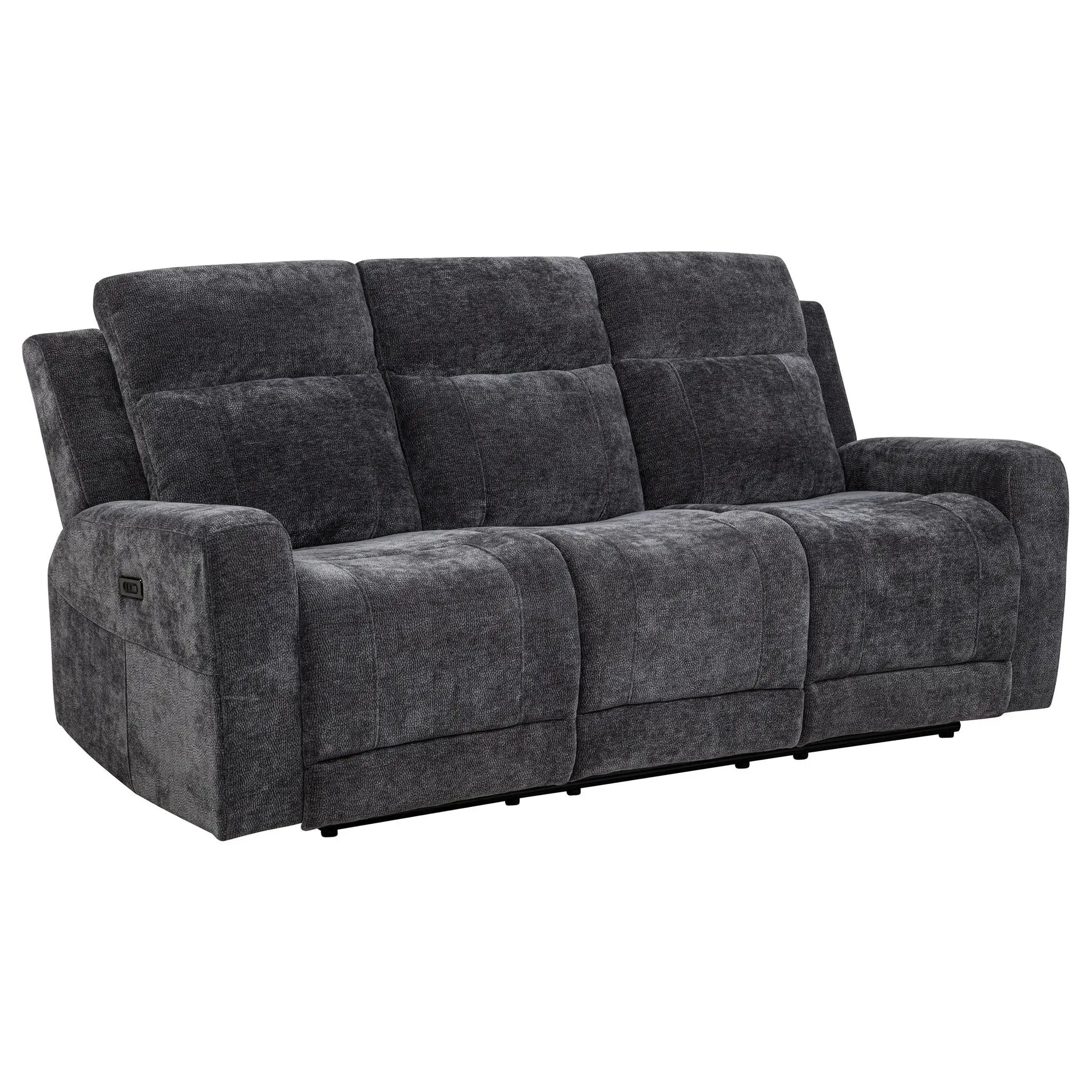 Kennett 2-piece Chenille Power Reclining Sofa Set Dark Grey by Unique Piece Furniture