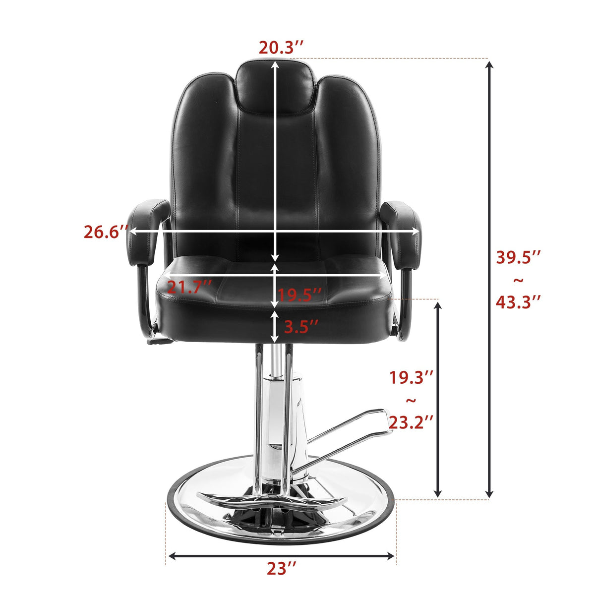 Heavy-Duty Barber Chair with Steel Frame - Black, photo 4 of 7