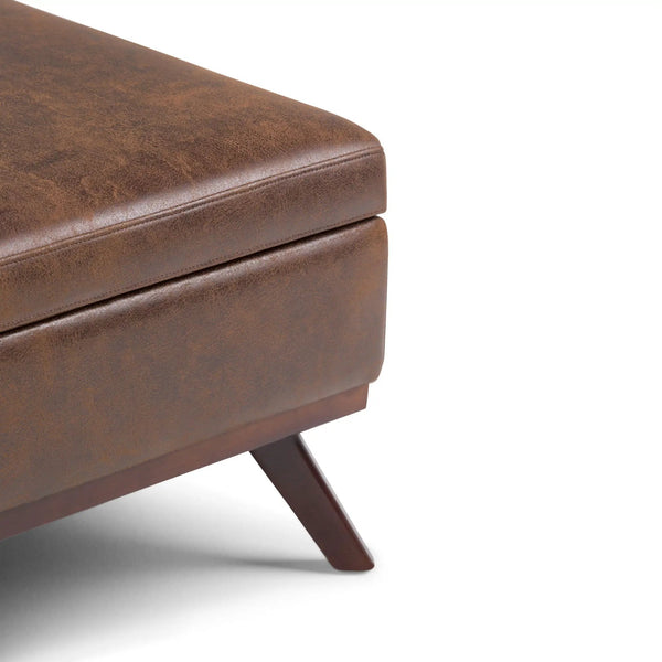 Owen - Square Coffee Table Storage Ottoman - Distressed Chestnut Brown, photo 2 of 6