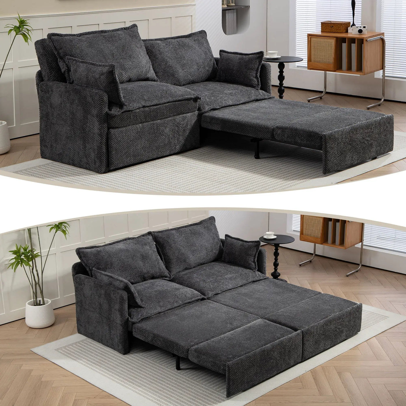 Pull Out Sofa Bed, Convertible Sleeper Sofa Couch, Side Storage, And USB / C - Type Charging Ports Chair by HouseOfZazla