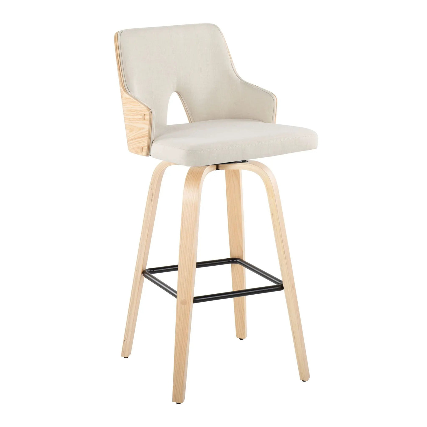 Stella - Contemporary Fixed Height Barstool With Swivel Square Footrest (Set of 2) by HouseOfZazla