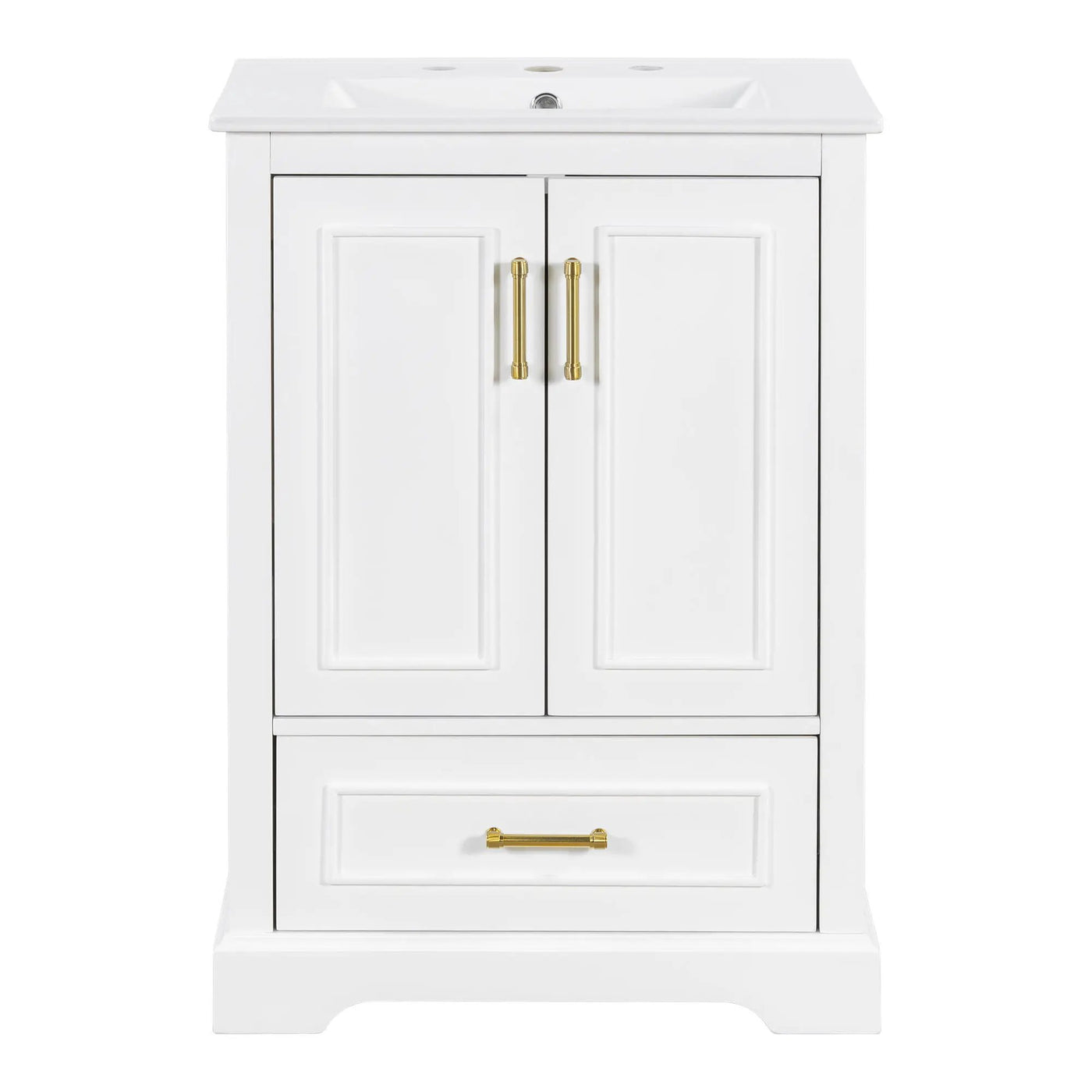 Bathroom Vanity With Sink, 1 Divided Drawer And 2 Soft Close Doors With Double Shelf by HouseOfZazla