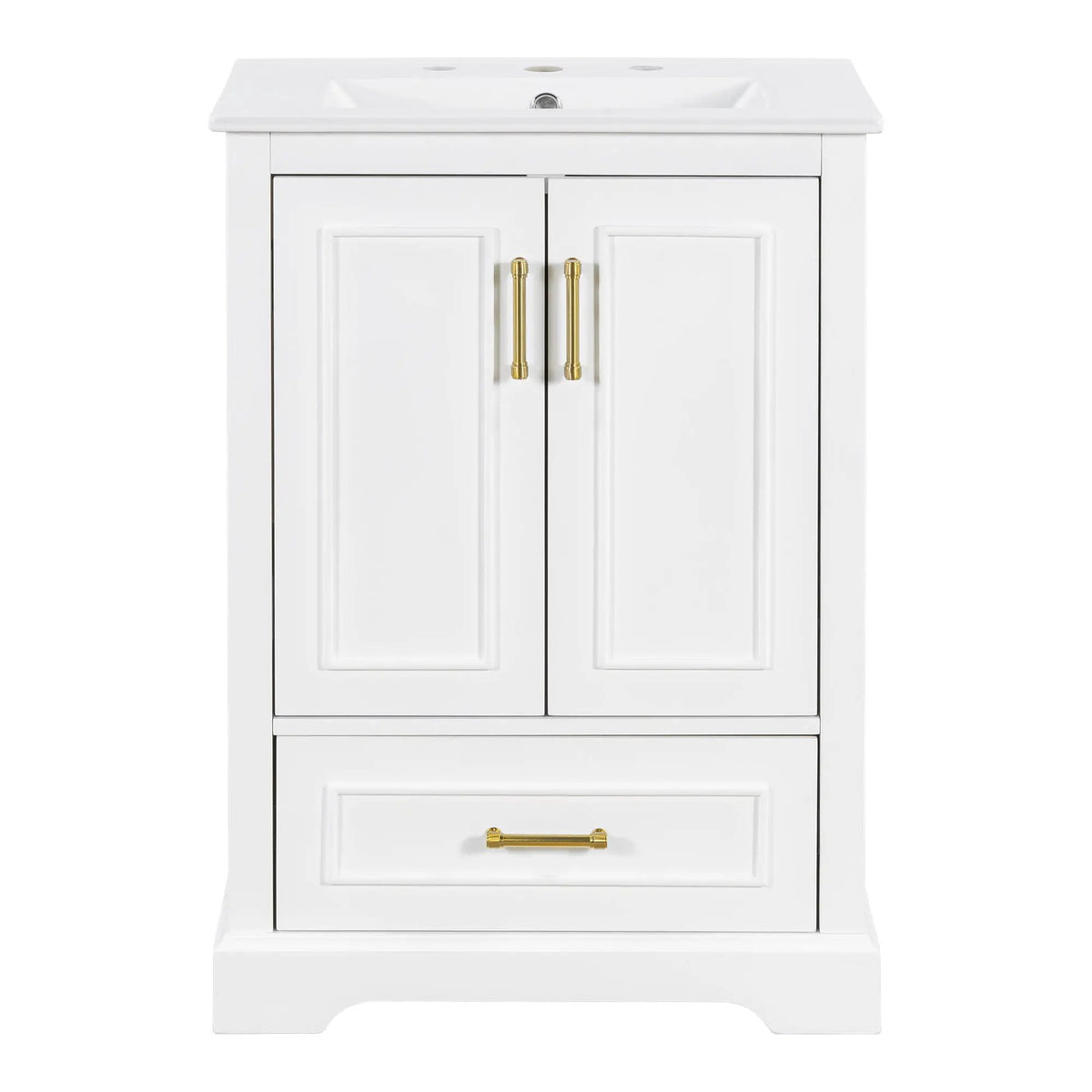 Bathroom Vanity With Sink, 1 Divided Drawer And 2 Soft Close Doors With Double Shelf, photo 3 of 20