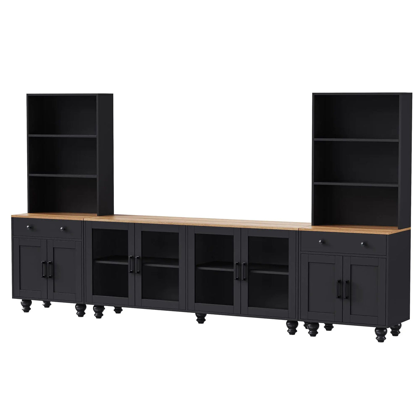 Farmhouse TV Stand With Solid Wood Gourd Shaped Legs For TVs Up To 70" by HouseOfZazla