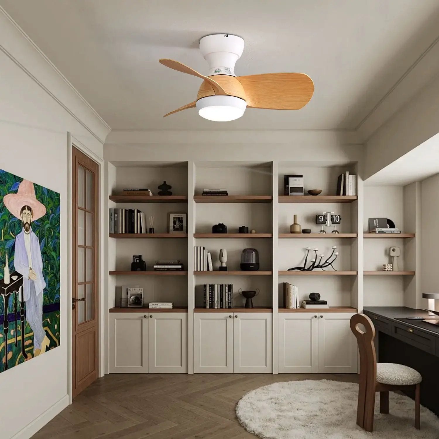 23" Bedroom Ceiling Fan With 3 Color Dimmable 3 ABS Blades Remote Control Dc Motor With 18W Led Light by HouseOfZazla