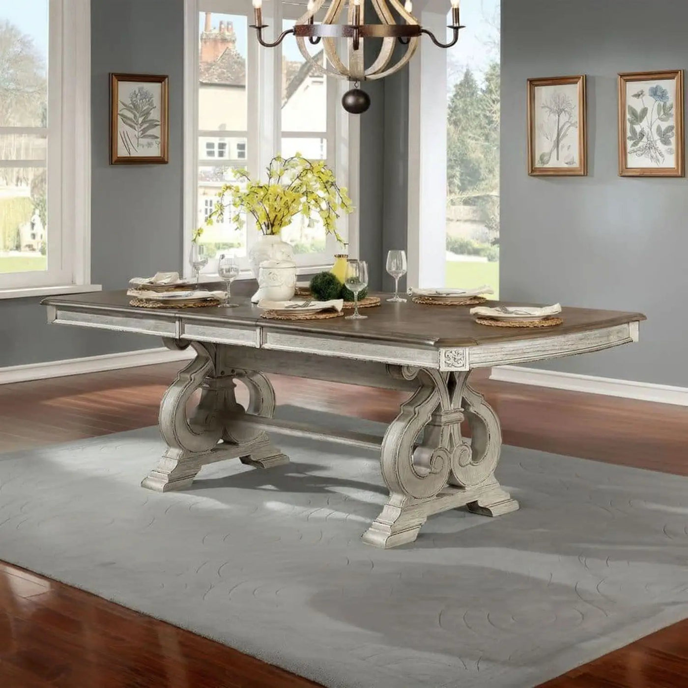 Rustic Dining Set With Table And Upholstered Chairs by HouseOfZazla