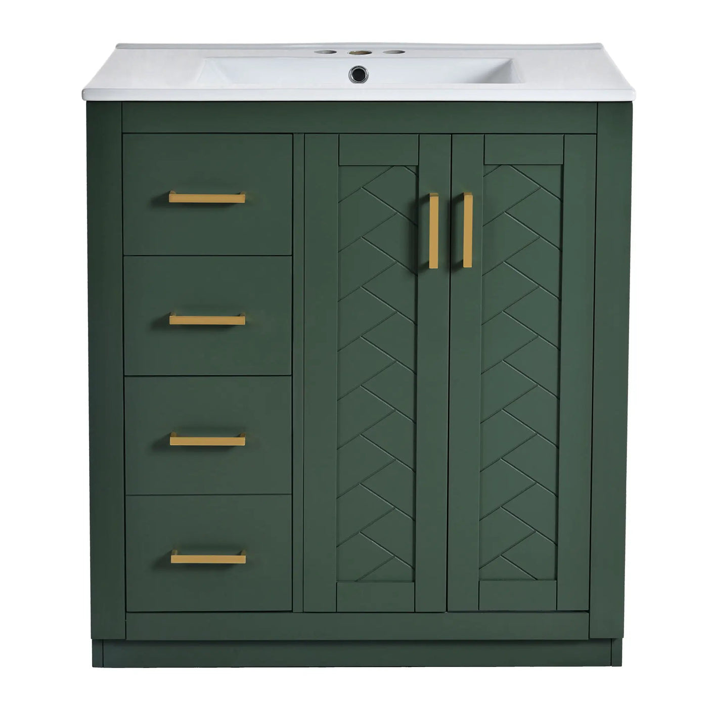 Ceramic Sink Combo, Freestanding Vanity Set With 3 Drawers & Soft Closing Doors by HouseOfZazla