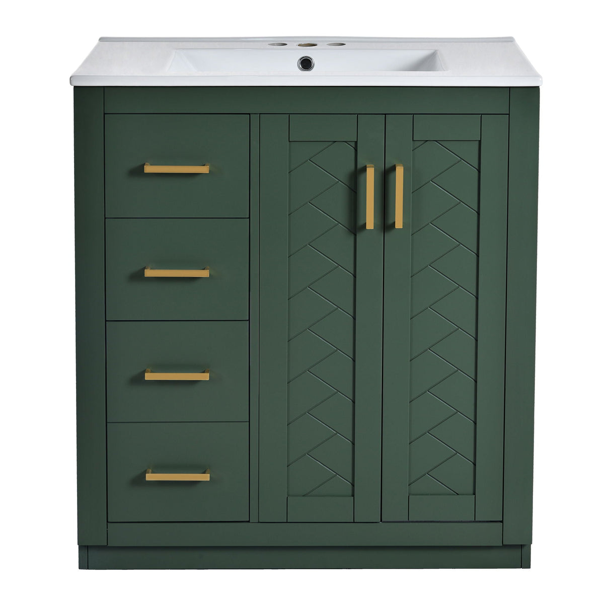 Ceramic Sink Vanity Combo with 3 Drawers and Soft Closing Doors - 30", photo 3 of 40
