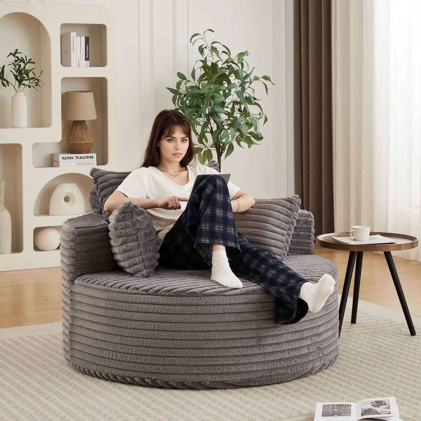 Modern Single Sofa With Backrest Pillow For Living Room by HouseOfZazla