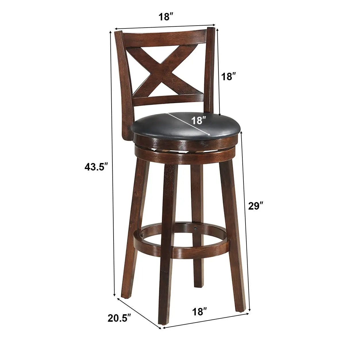 Swivel X-back Upholstered Counter Height Bar Stool with PVC Cushioned Seat by DirectDeals
