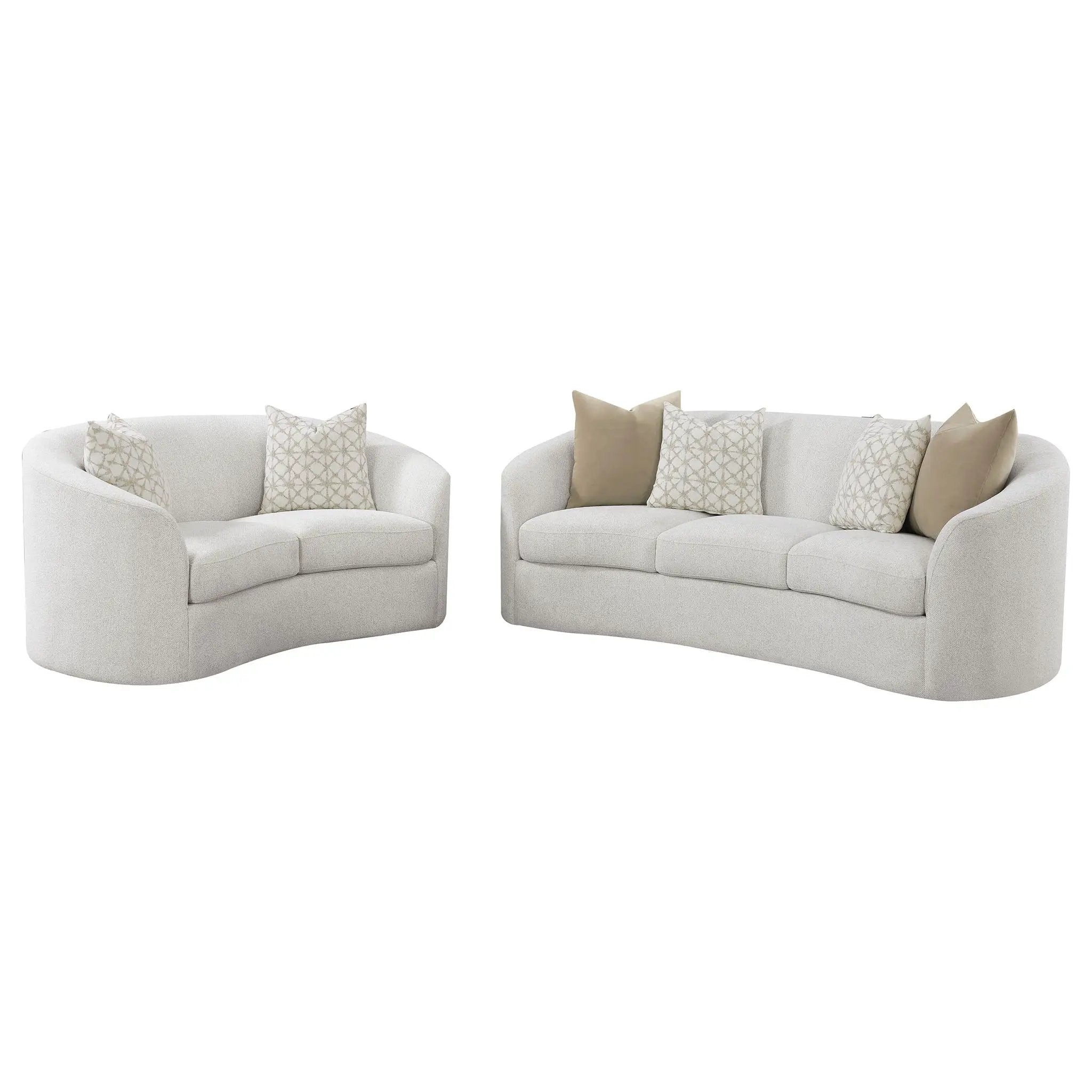 Rainn 2-piece Boucle Upholstered Sloped Arm Sofa Set Latte by Unique Piece Furniture