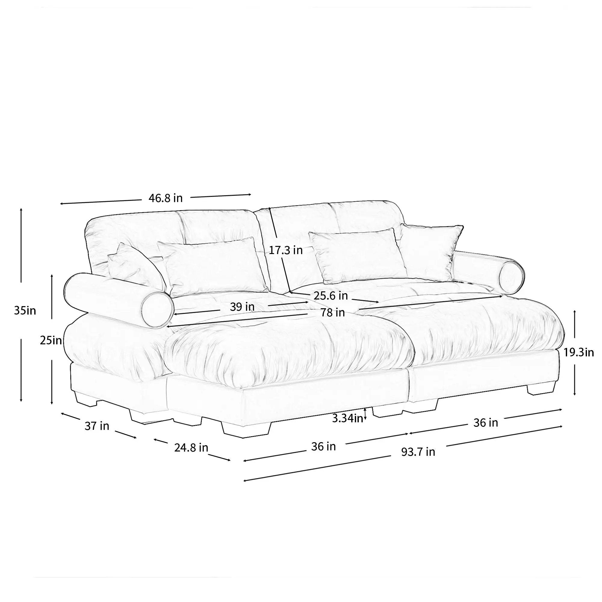 Super Comfort Oversized Modular Sectional Sofa With Movable Ottoman by HouseOfZazla
