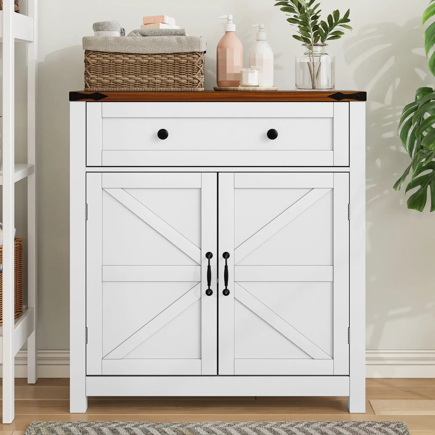 Farmhouse Storage Cabinet With Drawer And Adjustable Shelf by HouseOfZazla