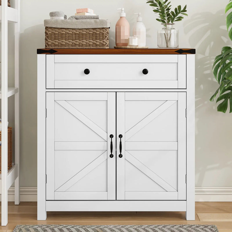 Farmhouse Storage Cabinet With Drawer And Adjustable Shelf by Unique Piece Furniture
