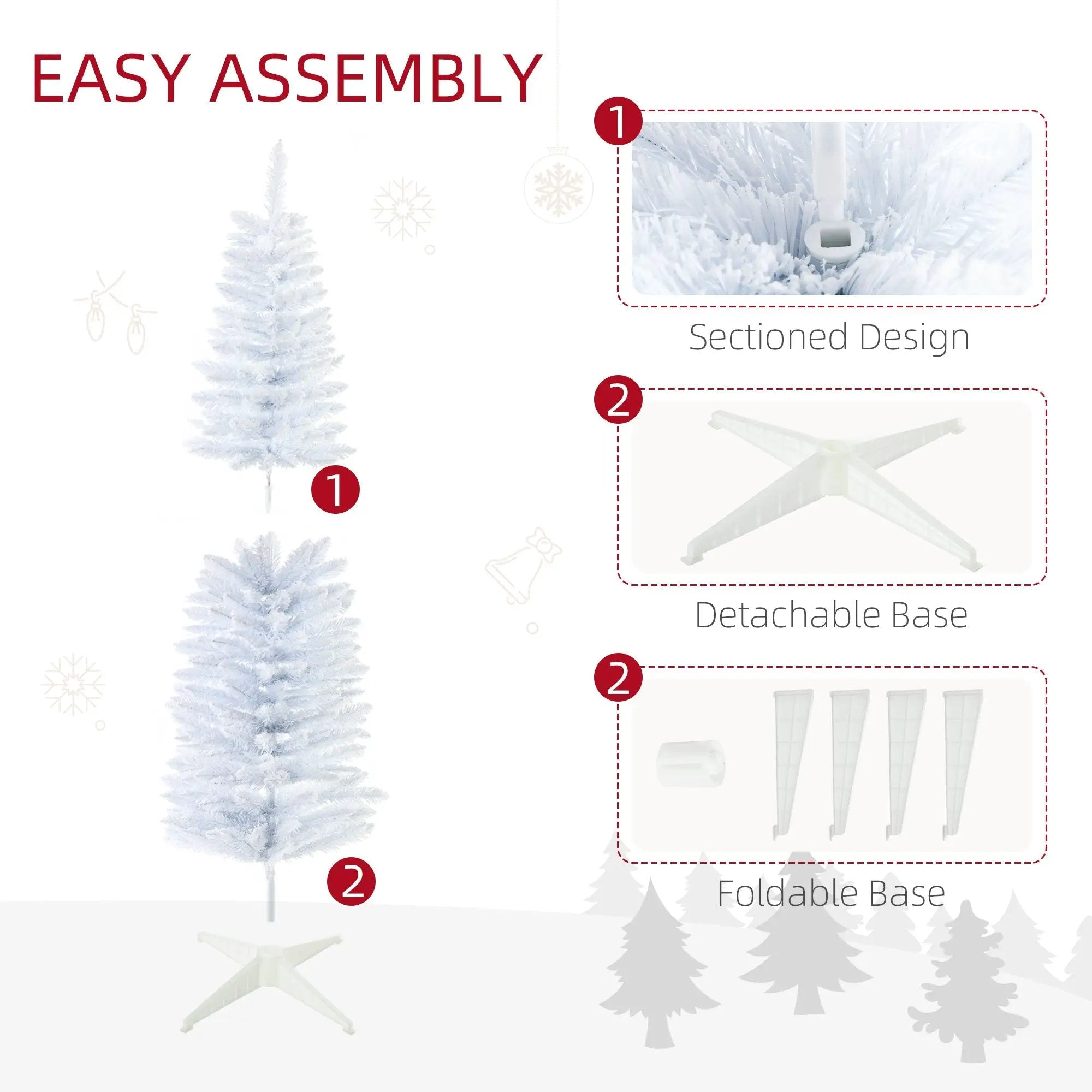 HOMCOM 5' Snow Flocked Artificial Pencil Christmas Tree by HouseOfZazla