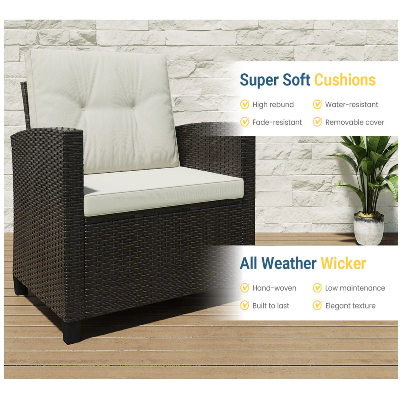 Modern All-Weather Patio Set With Cushions And Table by HouseOfZazla