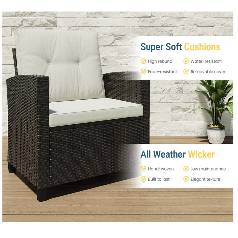 Modern All-Weather Patio Set With Cushions And Table by HouseOfZazla