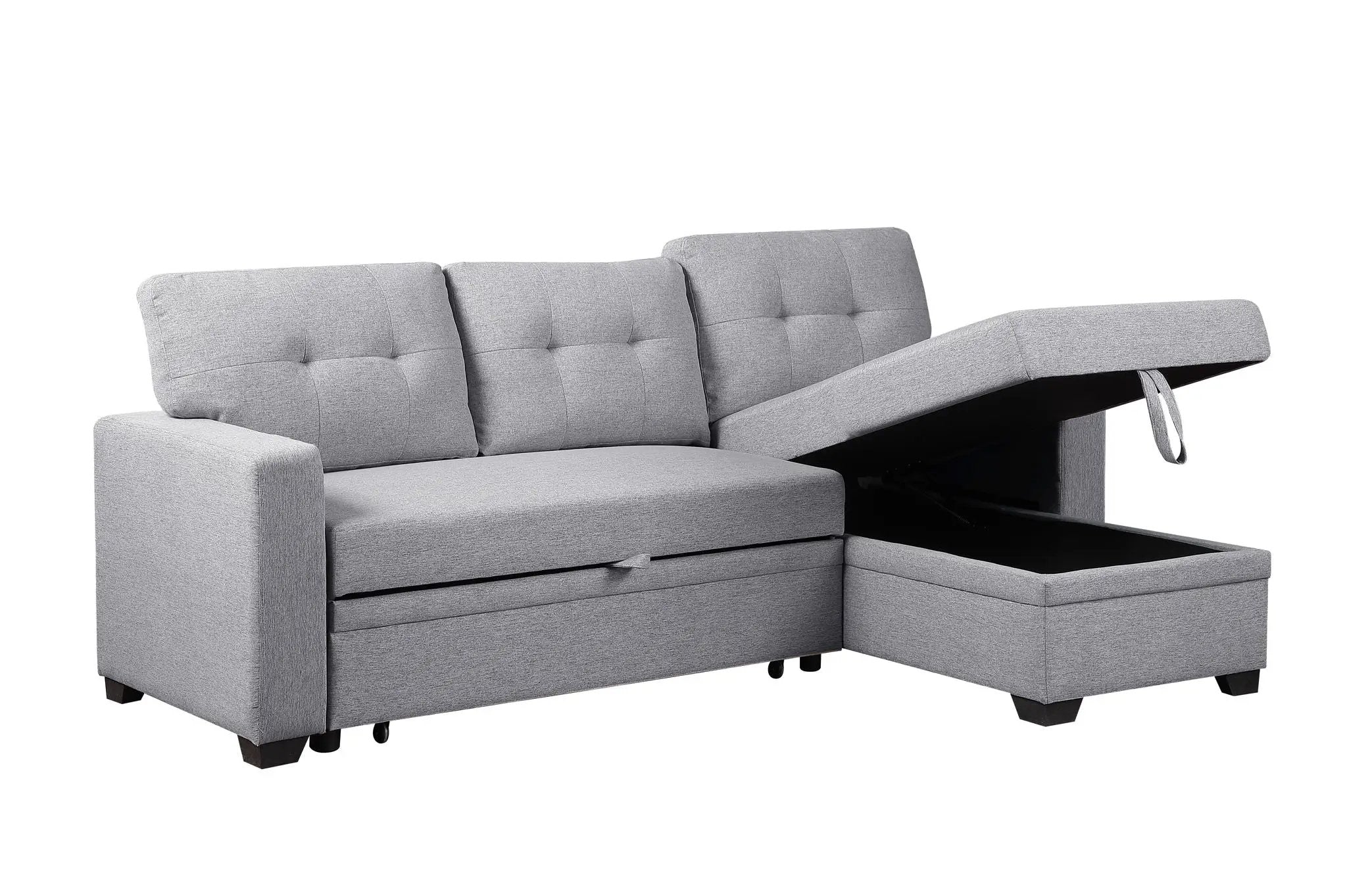 Upholstered Pull Out Sectional Sofa With Chaise by Unique Piece Furniture