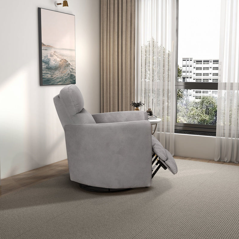 Swivel Glider Suede Recliner Chair with Infinite Reclining - Latte, photo 9 of 13