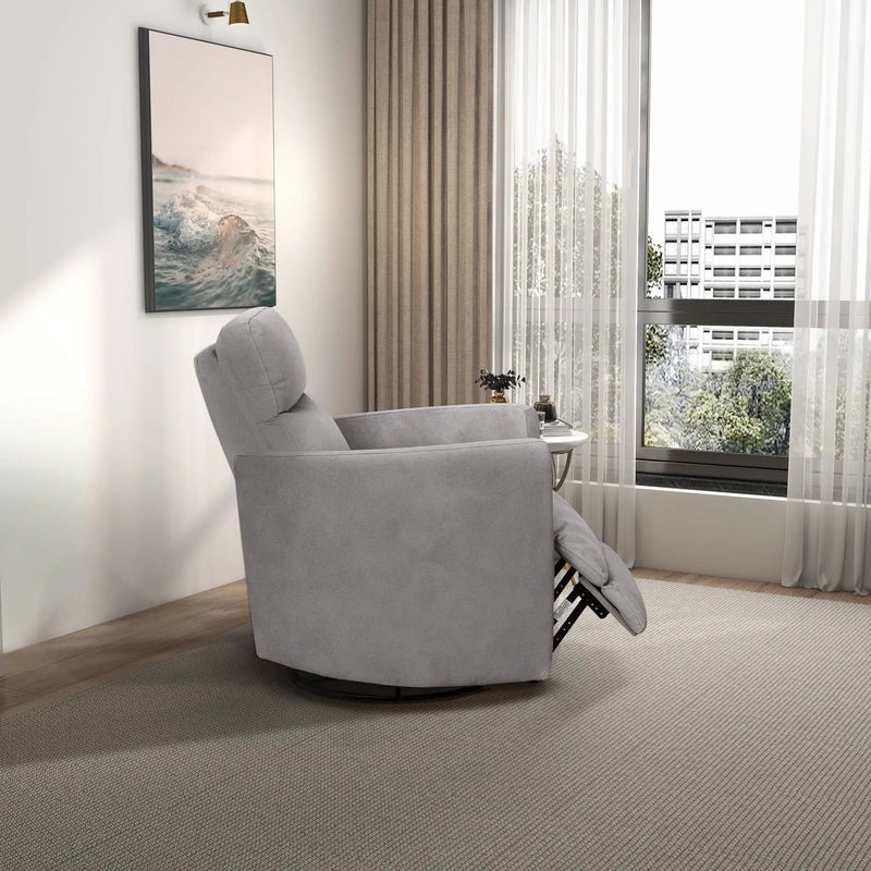 Lawson - Swivel Glider Suede Recliner Chair - Latte by HouseOfZazla